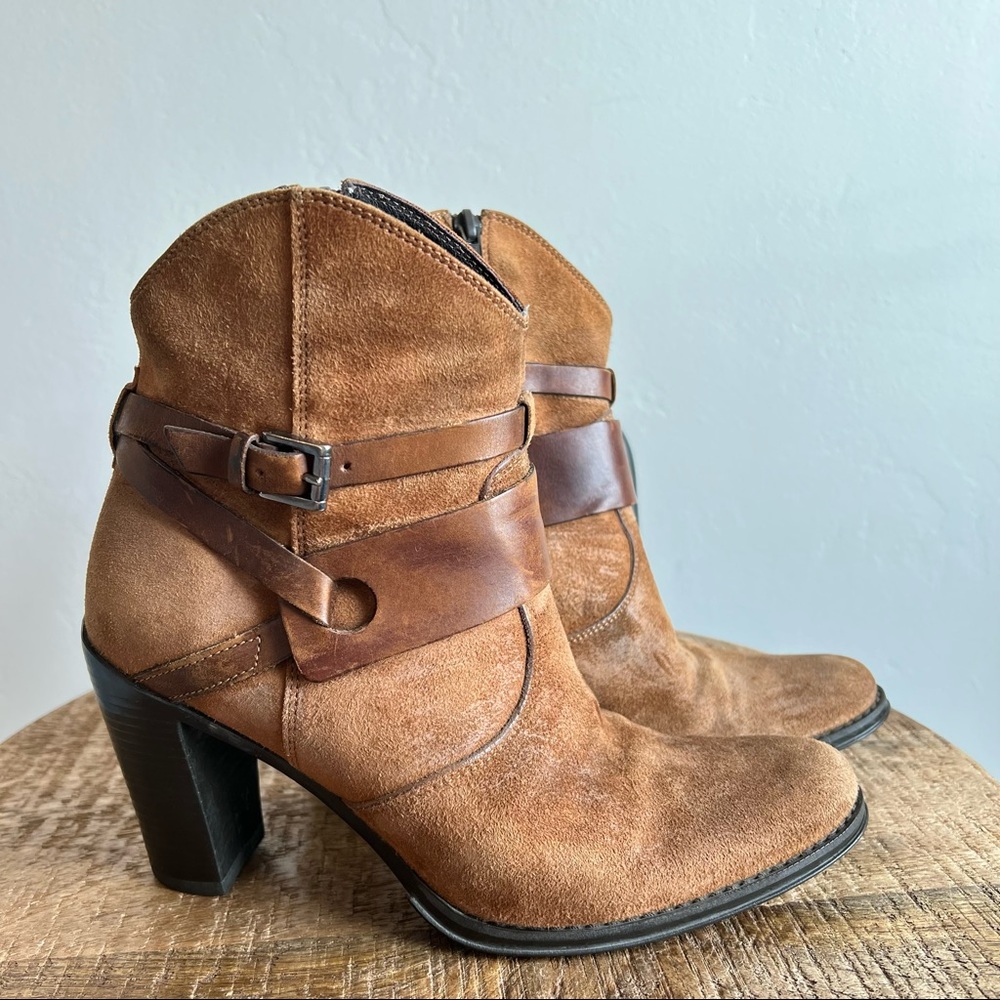 Sundance Brown Suede Heeled Booties Size 37/ 6.5